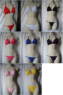 2 Piece Thong Bikini Set Top And Bottom Tie Up Bathing G String Bra Sexy Mini • £4.15