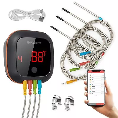 Grill BBQ Bluetooth Meat Thermometer With 4 Colored Probes Inkbird Digital W... • $77.81