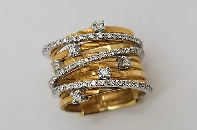 Marco Bicego Goa 9 Strand 18K Yellow Gold & Diamond Ring Size 6.75 • $7550