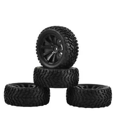 4x 1/10 RC Rally Car Rubber Tyre Buggy Off-Road Tires Wheels Hub 12mm Hex 1/16 • $15