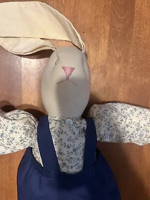 Vintage Plush Rabbit Bunny Long Legs BLUE OVERALLS • $10