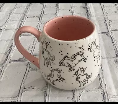 Meritage Speckled Coffee Mug/Tea Cup Unicorn Horse Pink Interior And Handle • £15.41