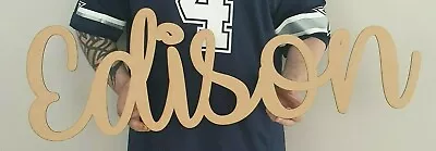 Personalised Custom MDF Craft Wood Wooden Name Plaque Sign Baby Choose Your Font • $14.99
