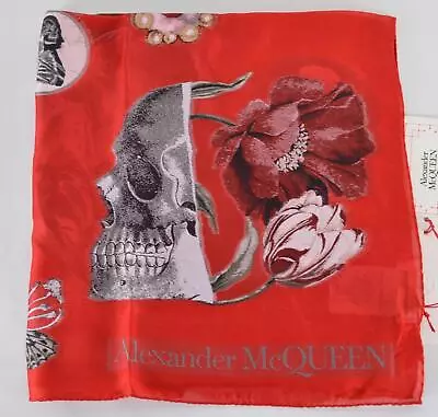 $302.79 • Buy New Alexander McQueen 563250 VICTORIAN CURIOSITIES Beetle Skull Silk Blend Scarf