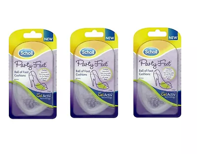 £15 • Buy 3x Scholl Party Feet Ball Of Foot Insoles With GelActiv Technology Non-Slip