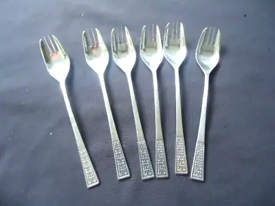 6 Vintage  Stainless Steel  Splayds Buffet Forks Textured Handle Japan • $29.99