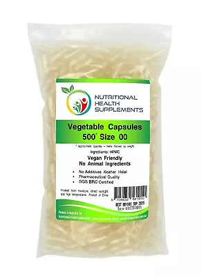 500 X Size 00 HPMC Empty Veggie Capsules Vegetable Vegetarian Vegan Caps Pill • $12