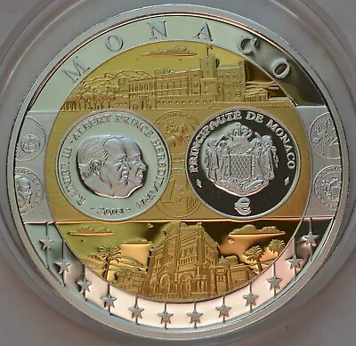 MONACO United Europe Coin Intro Of Euro Currency Silver Ag 999 Gold Plated • $38.95