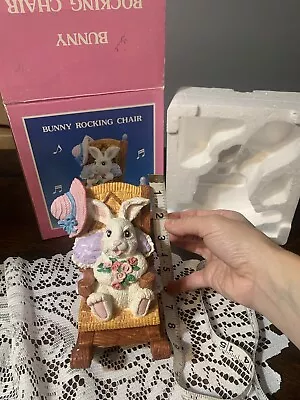 Vintage Easter Bunny In Rocking Chair With Music  Box Plays Easter Parade • $2.89