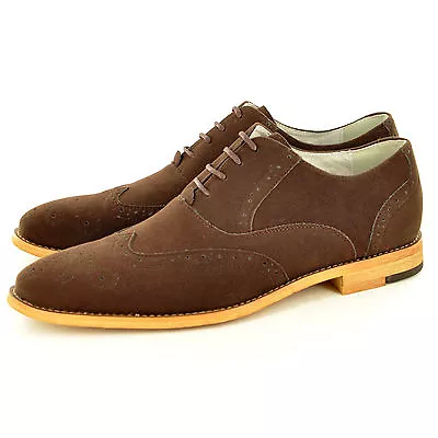 New Mens Faux Suede Casual Formal Lace Up Brogue Fashion Shoes In UK Sizes 6-11  • £19.99