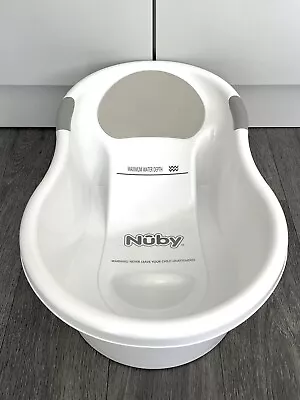 Nuby Newborn Baby Bath - Built In Anti-Slip Support Soft Headrest White Bathtub • £10