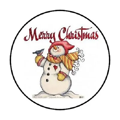 48 Merry Christmas Snowman Envelope Seals Labels Stickers 1.2  Round • $2.22