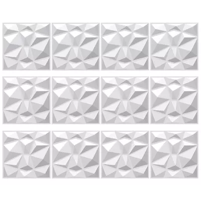 12Pcs 3D Decorative Interior Wall Panels Covering Diamond Plastic Cladding Tiles • £24.99