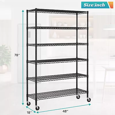 Metal Storage Shelves 6 Tier Wire Shelving Unit Garage Shelves 6000 LBS Capacity • $129.99