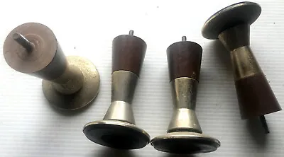 Set Of 4 Vintage Cabinet Feet Legs From 1960's Radiogram - Adjustable Base • $49.95