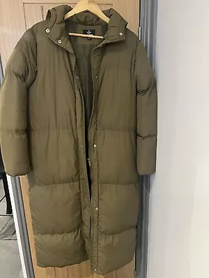 Generous Size 8 Threadbare Khaki Green Maxi Puffer Coat. Worn Once So Immaculate • £10