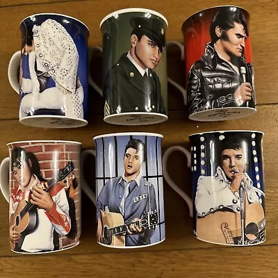 VERY RARE: Full Set Of 6 Elvis Mugs Danbury Mint.  As New • £45