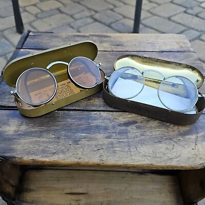 Two Vintage Pair Willson Goggles Amber And Clear Style E1 With Cases • $149