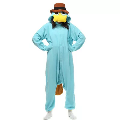 Perry The Platypus Adults Men Women Pyjamas Onesie00 Blue Cute Cartoon Sleepwear • £38.39