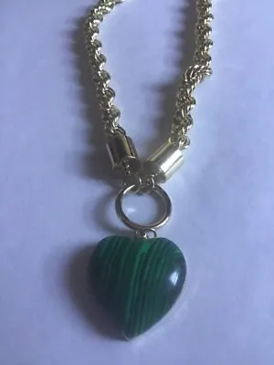 New J Crew Factory Heart Green Stone Gold Chain Necklace$49.50 Retail NWT • $7.95