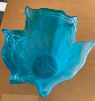 Murano Glass Vase Ocean Blue • $30