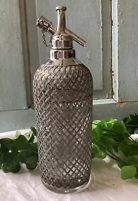 Vintage Art Deco Metal Wire Mesh Czech Glass Seltzer Bottle SPARKLETS Corp NY • $95