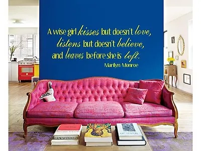 A WISE GIRL MARILYN MONROE Wall Art Decal Lettering Words Sticker Home Decor 24  • £15.20