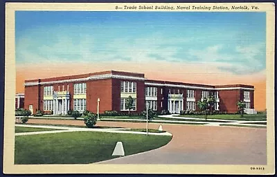 $4.95 • Buy Norfolk VA Naval Training Station Trade School Building VTG Postcard Unposted