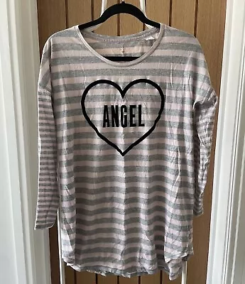 Victoria’s Secret Nightgown Sleep Tee Pyjama Angel Striped Pink & Grey - Size XS • £5