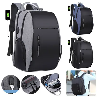 Anti Theft Backpack Waterproof Bag School Travel Laptop Bags + USB Charging Port • $30.59