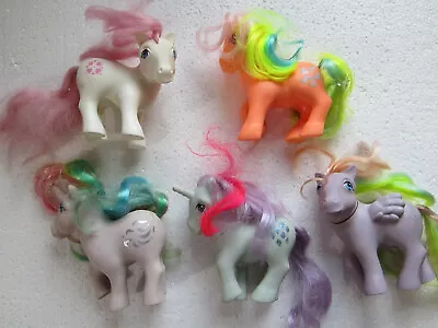 1980's MY LITTLE PONY 5 UNICORN TICKLE RAINBOW TWINKLE  EYES SPARKLER WINDY LOT • $41.29