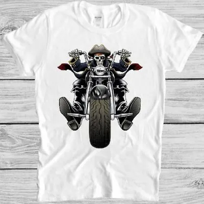 £6.95 • Buy Skull Biker T Shirt Pirate Harley Motorbike Ride Bike Vintage Cool Gift Tee M200