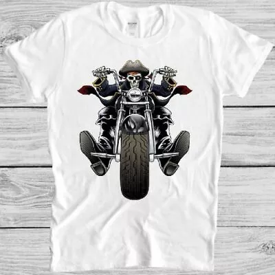 £6.95 • Buy Skull Biker T Shirt Pirate Harley Motorbike Ride Bike Vintage Cool Gift Tee M200
