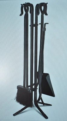 $57.49 • Buy 5 Piece Fireplace Tool Set Cast Iron Black Stand Hearth Accessories HW59377