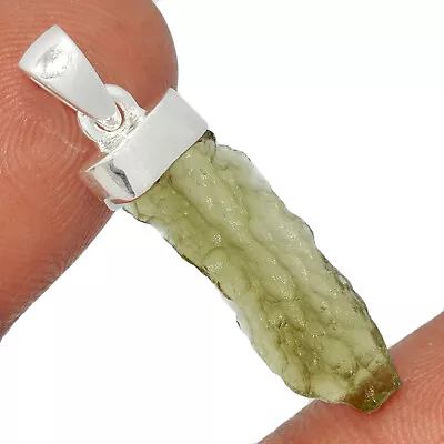 Natural Genuine Czech Moldavite 925 Sterling Silver Pendant XO1 CP26360 • $39.99