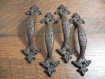 Lot Of 4 Victorian Cast Iron 6 1/2  Gate Or Door Pulls Handle Cupboard Shed Gate • $28.95