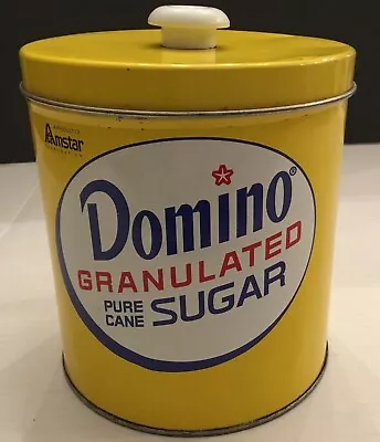 Vintage Amstar Domino Sugar JL Clark Empty Tin Canister Great Decor Yellow • $22.99