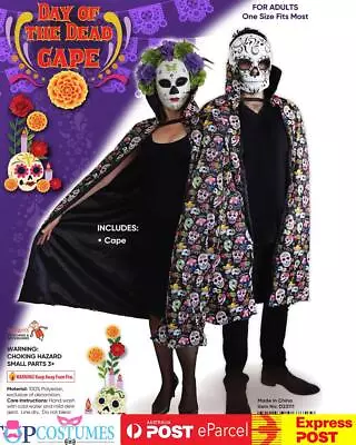 Unisex Day Of The Dead Senorita Costume Cape Mexican Skeleton Halloween • $44