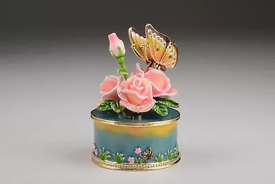 Butterfly On Box Play Music Hand Made By Keren Kopal With Austrian Crystal • $91