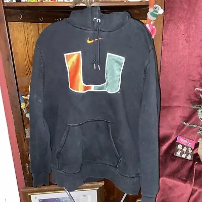 Miami Hurricanes Hoodie XLarge  UnisexBlack Nike  Sweatshirt Vintage • $35