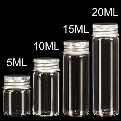 Lots Of Small Glass Bottles With Aluminum Screw Cap Top Lids Cute Tiny Vials Jar • $24.99