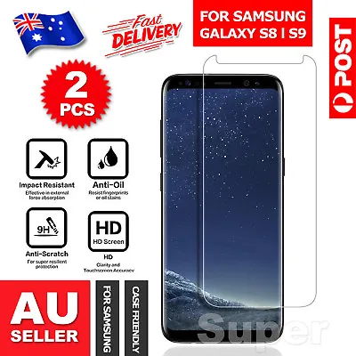 $6.95 • Buy 2x For Samsung Galaxy S9 S8+ Plus Note 8 Tempered Glass Screen Protector Film