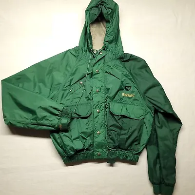 Hodgman Lakestream Fishing Jacket Large Mens Packable Hooded Zip & Snap Green • $22.50
