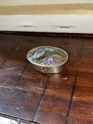 Abalone Shell Mother Of Pearl Hinged Trinket Box Alpaca Silver Hecho En Mexico • $29.99