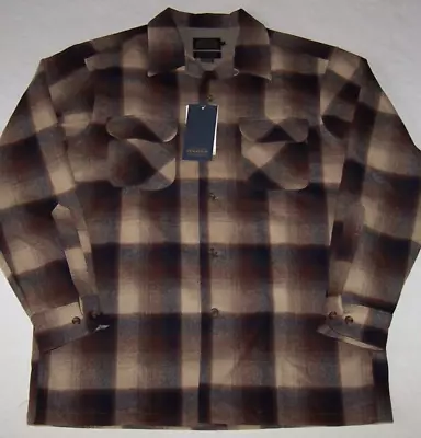 NWT Pendleton Brown/Tan Ombre Plaid ORIGINAL BOARD Shirt 100% Virgin Wool Men M • $119.99