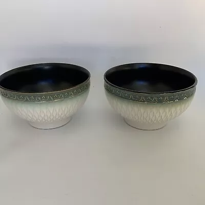 Mikasa Gourmet Basics Sorrento Green Stoneware Deep Cereal Bowls X2 • $22