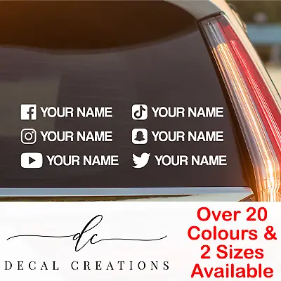 23 COLOUR Custom Instagram Tiktok Youtube Name Social Media Business Vinyl Decal • $4.49