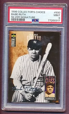 1996 Collector's Choice #500 Babe Ruth Silver Signature Psa 9 Pop 1 None Higher! • $179.99