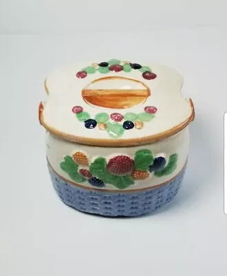 Ceramic Vintage Biscuit Jar With Painted Berry's.  Made In Japan • $14.99