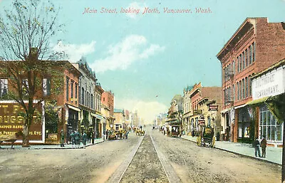 Vintage Postcard Main Street Looking North Vancouver WA Bungalow Bar • $13.49